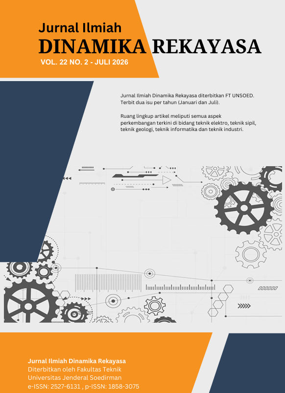 					View Vol. 22 No. 2 (2026): Jurnal Ilmiah Dinamika Rekayasa - Juli (on process)
				